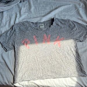 Gray PINK Victoria’s Secret cropped t-shirt